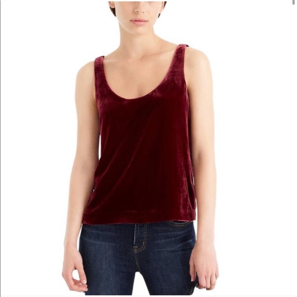 J CREW rift velvet tank top 4 red maroon